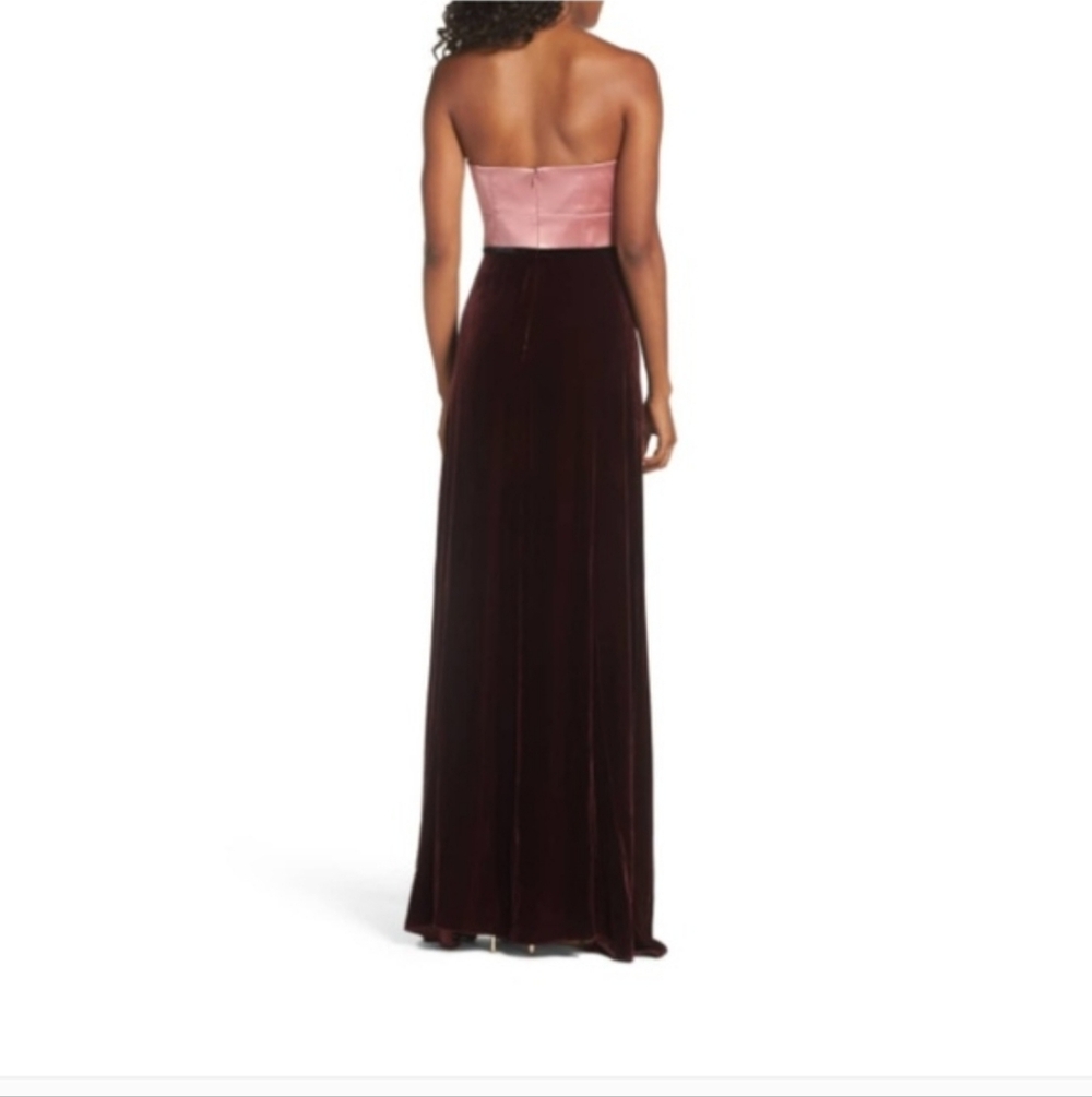 NWT Jill Stuart Strapless Two-Tone Silk Velvet Column Evening Gown - Picture 2 of 7